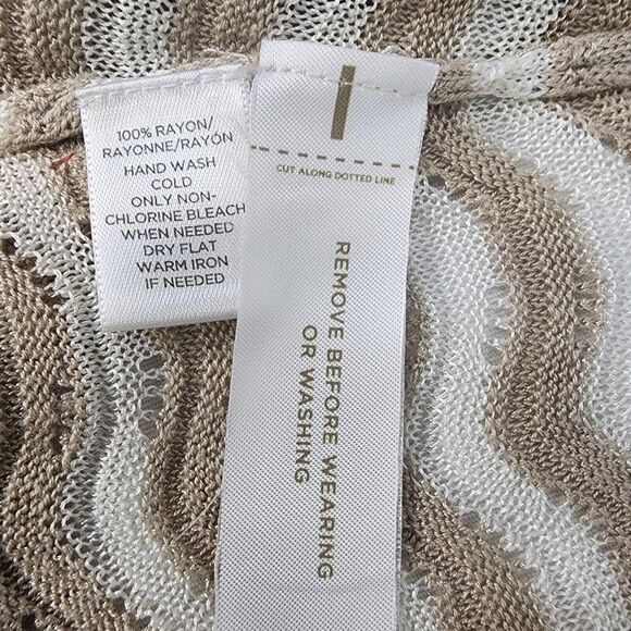 Ann Taylor LOFT Cardigan Sweater XS White Beige Chevron Open Front Open Knit - Picture 9 of 10
